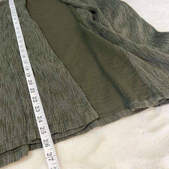 J. Jill PureJill Green Crinkle Slub Cotton Open Cardigan Sweater Women’s L - Picture 9 of 9